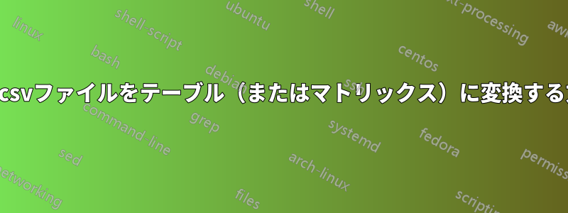 3列のcsvファイルをテーブル（またはマトリックス）に変換する方法