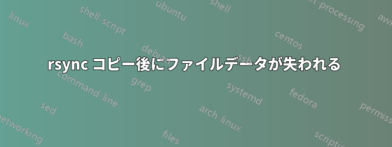 rsync コピー後にファイルデータが失われる