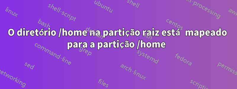 O diretório /home na partição raiz está mapeado para a partição /home 