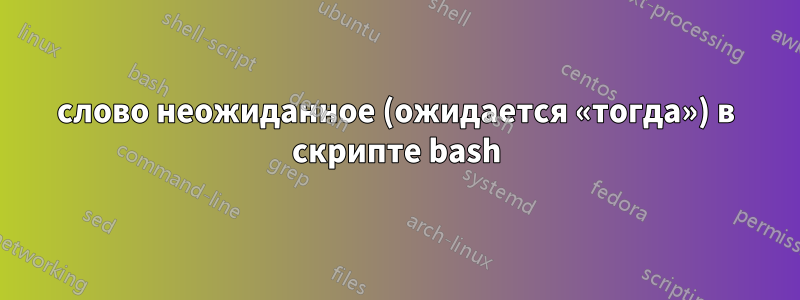 слово неожиданное (ожидается «тогда») в скрипте bash