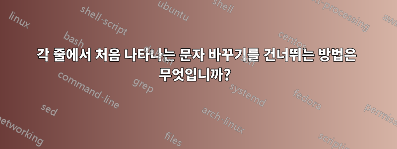 각 줄에서 처음 나타나는 문자 바꾸기를 건너뛰는 방법은 무엇입니까? 