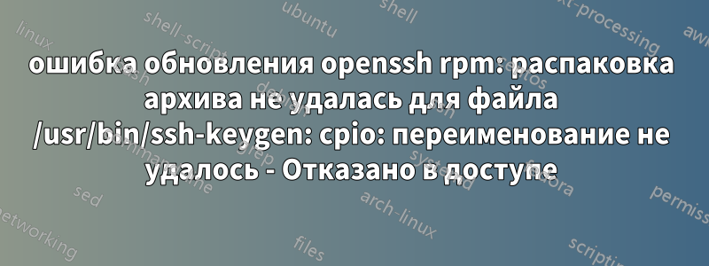 ошибка обновления openssh rpm: распаковка архива не удалась для файла /usr/bin/ssh-keygen: cpio: переименование не удалось - Отказано в доступе