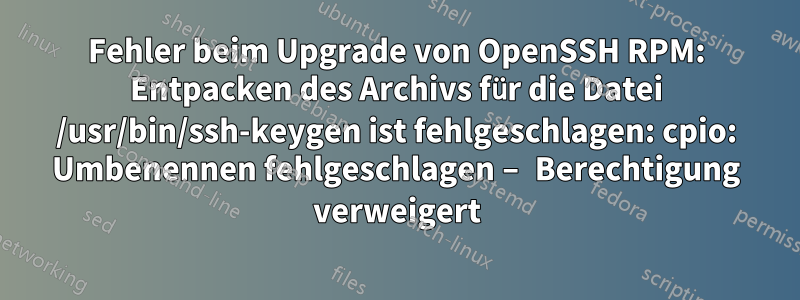 Fehler beim Upgrade von OpenSSH RPM: Entpacken des Archivs für die Datei /usr/bin/ssh-keygen ist fehlgeschlagen: cpio: Umbenennen fehlgeschlagen – Berechtigung verweigert