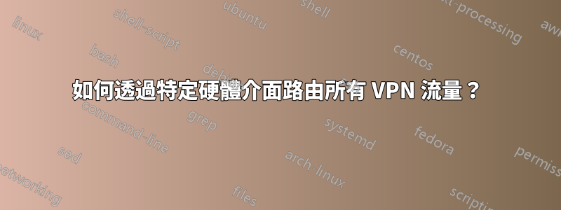 如何透過特定硬體介面路由所有 VPN 流量？