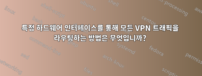 특정 하드웨어 인터페이스를 통해 모든 VPN 트래픽을 라우팅하는 방법은 무엇입니까?