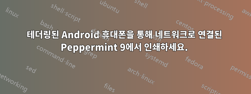 테더링된 Android 휴대폰을 통해 네트워크로 연결된 Peppermint 9에서 인쇄하세요.