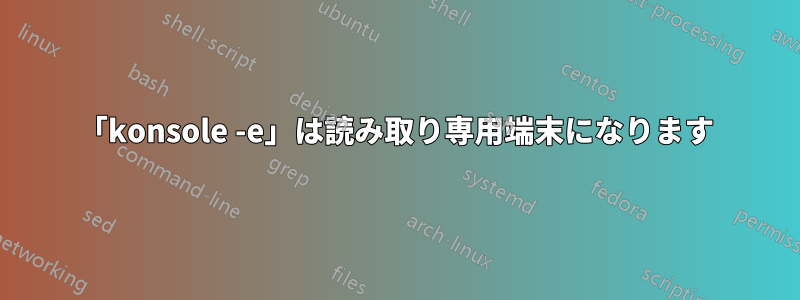 「konsole -e」は読み取り専用端末になります