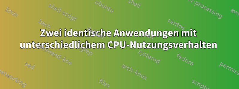 Zwei identische Anwendungen mit unterschiedlichem CPU-Nutzungsverhalten