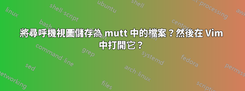 將尋呼機視圖儲存為 mutt 中的檔案？然後在 Vim 中打開它？