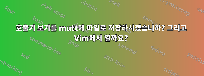 호출기 보기를 mutt에 파일로 저장하시겠습니까? 그리고 Vim에서 열까요?