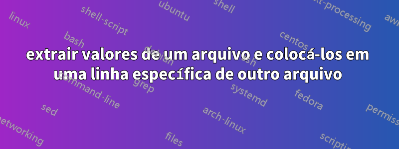 extrair valores de um arquivo e colocá-los em uma linha específica de outro arquivo