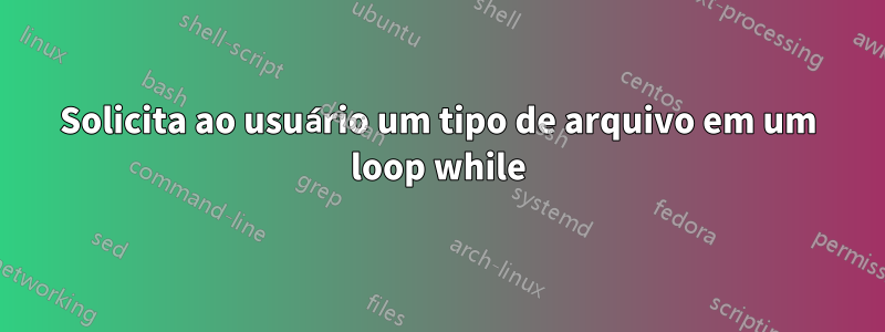 Solicita ao usuário um tipo de arquivo em um loop while