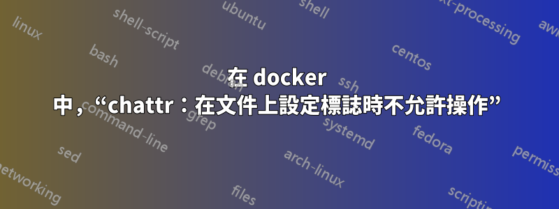 在 docker 中，“chattr：在文件上設定標誌時不允許操作”