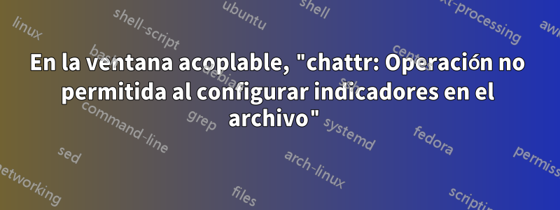 En la ventana acoplable, "chattr: Operación no permitida al configurar indicadores en el archivo"