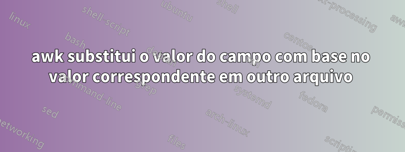 awk substitui o valor do campo com base no valor correspondente em outro arquivo