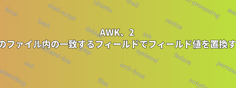 AWK、2 つのファイル内の一致するフィールドでフィールド値を置換する