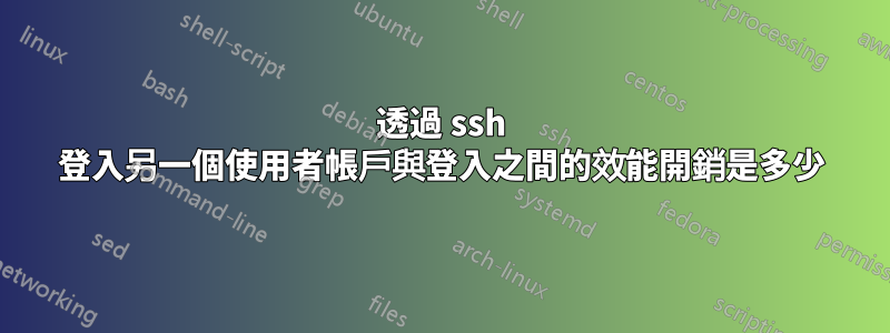 透過 ssh 登入另一個使用者帳戶與登入之間的效能開銷是多少