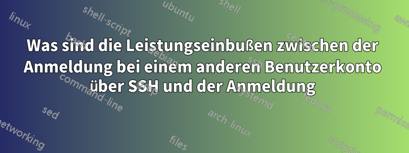 Was sind die Leistungseinbußen zwischen der Anmeldung bei einem anderen Benutzerkonto über SSH und der Anmeldung