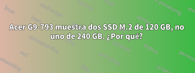 Acer G9-793 muestra dos SSD M.2 de 120 GB, no uno de 240 GB. ¿Por qué?