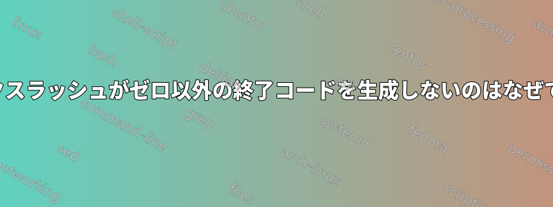 バックスラッシュがゼロ以外の終了コードを生成しないのはなぜですか