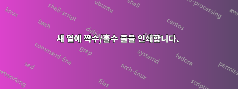 새 열에 짝수/홀수 줄을 인쇄합니다.