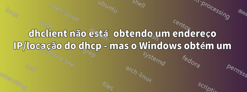 dhclient não está obtendo um endereço IP/locação do dhcp - mas o Windows obtém um