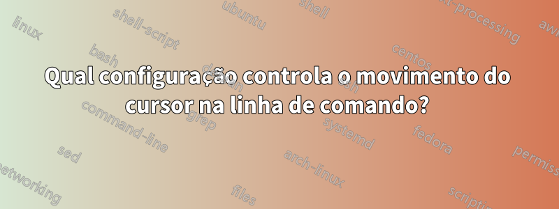 Qual configuração controla o movimento do cursor na linha de comando?