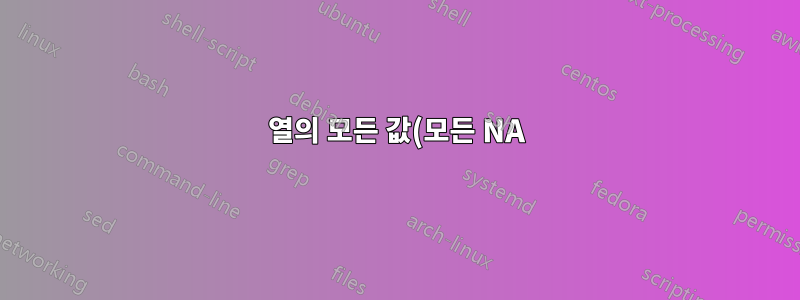 열의 모든 값(모든 NA)을 파일 이름의 숫자 부분으로 바꾸는 방법은 무엇입니까?