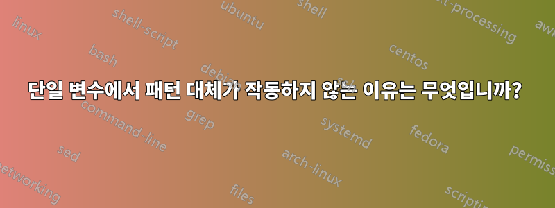 단일 변수에서 패턴 대체가 작동하지 않는 이유는 무엇입니까?