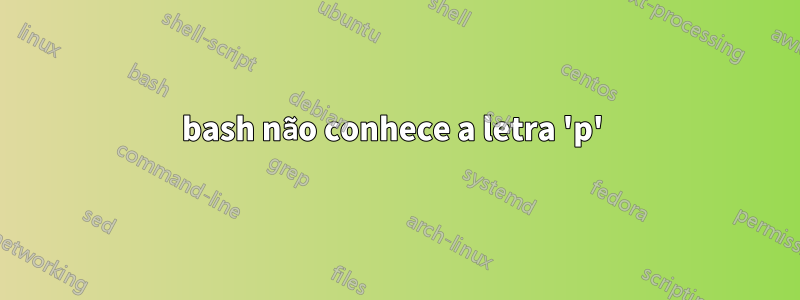 bash não conhece a letra 'p' 