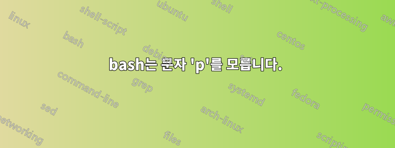 bash는 문자 'p'를 모릅니다.