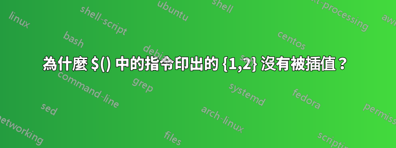 為什麼 $() 中的指令印出的 {1,2} 沒有被插值？