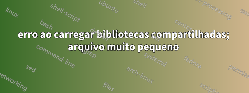 erro ao carregar bibliotecas compartilhadas; arquivo muito pequeno