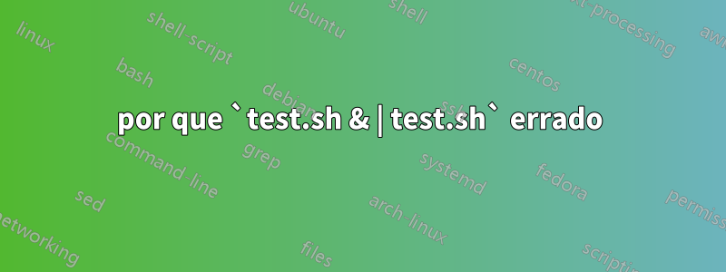 por que `test.sh & | test.sh` errado