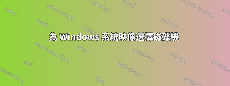 為 Windows 系統映像選擇磁碟機