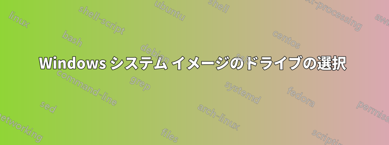 Windows システム イメージのドライブの選択