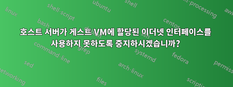 호스트 서버가 게스트 VM에 할당된 이더넷 인터페이스를 사용하지 못하도록 중지하시겠습니까?