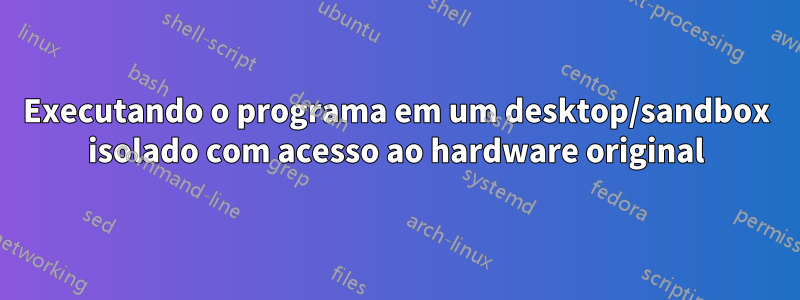 Executando o programa em um desktop/sandbox isolado com acesso ao hardware original