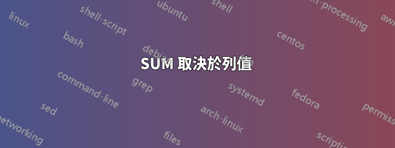 SUM 取決於列值