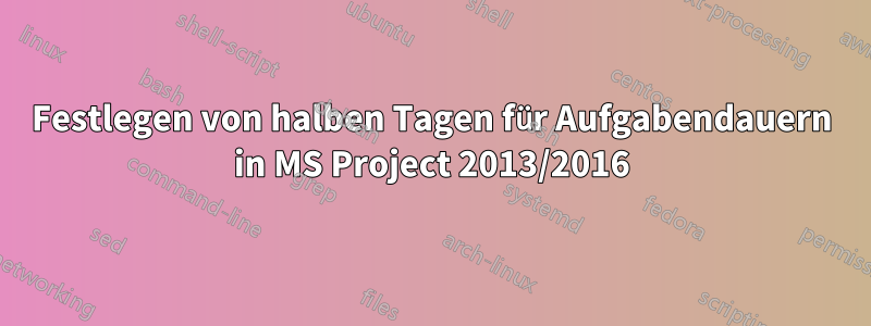 Festlegen von halben Tagen für Aufgabendauern in MS Project 2013/2016