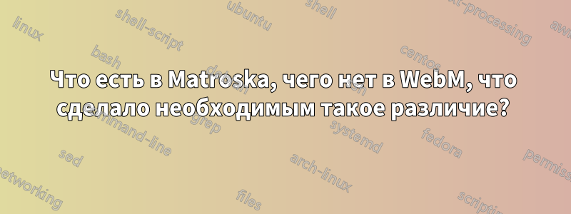 Что есть в Matroska, чего нет в WebM, что сделало необходимым такое различие?