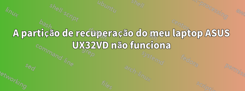 A partição de recuperação do meu laptop ASUS UX32VD não funciona