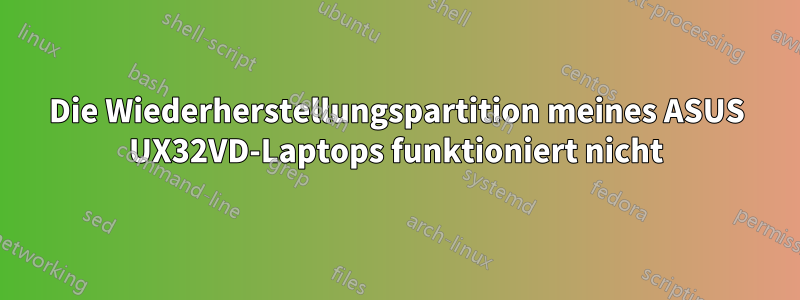 Die Wiederherstellungspartition meines ASUS UX32VD-Laptops funktioniert nicht