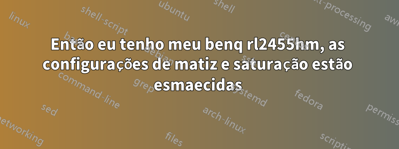 Então eu tenho meu benq rl2455hm, as configurações de matiz e saturação estão esmaecidas