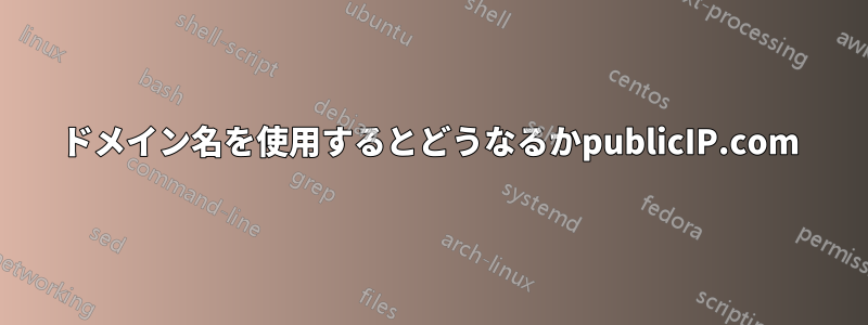 ドメイン名を使用するとどうなるかpublicIP.com