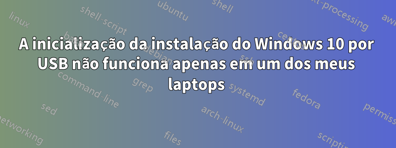 A inicialização da instalação do Windows 10 por USB não funciona apenas em um dos meus laptops