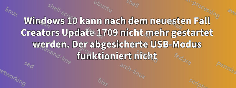 Windows 10 kann nach dem neuesten Fall Creators Update 1709 nicht mehr gestartet werden. Der abgesicherte USB-Modus funktioniert nicht