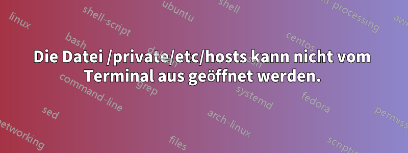 Die Datei /private/etc/hosts kann nicht vom Terminal aus geöffnet werden.