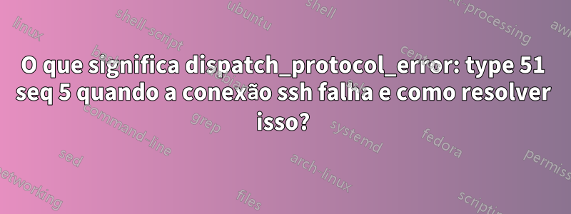 O que significa dispatch_protocol_error: type 51 seq 5 quando a conexão ssh falha e como resolver isso?