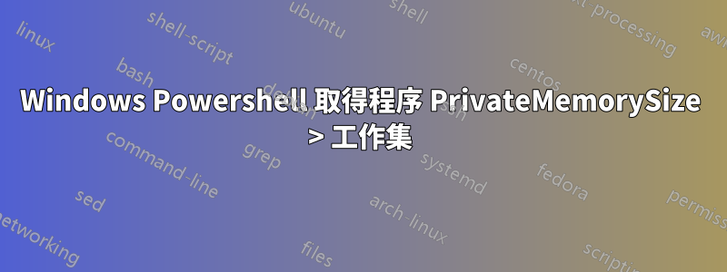 Windows Powershell 取得程序 PrivateMemorySize > 工作集